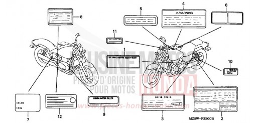 ETIQUETTE DE PRECAUTIONS VF750CX de 1999